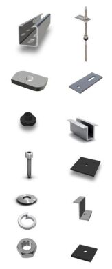 Комплект системы крепления на металочерепичную скатную крышу 4 модуля (цинк/нержавейка)